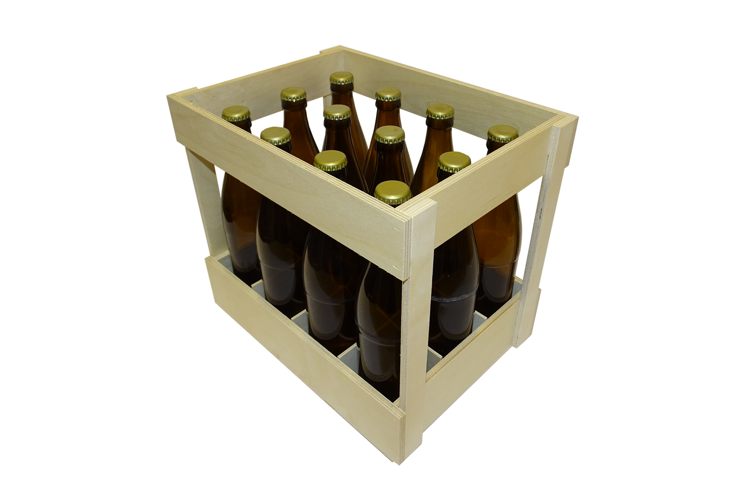 12er Bierkiste aus Holz - Offen für 0.5l Flaschen - Geschenke