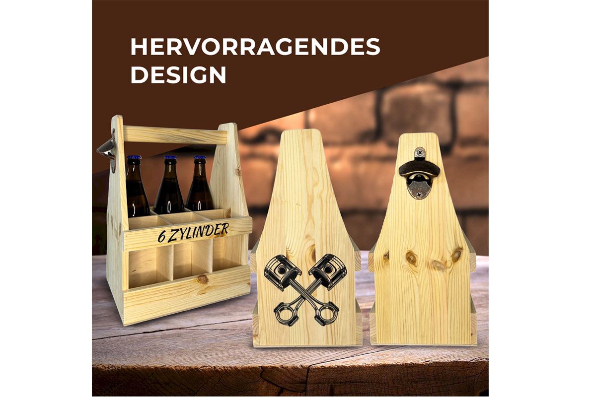 6er Flaschenträger mit Flaschenöffner - Geschenke