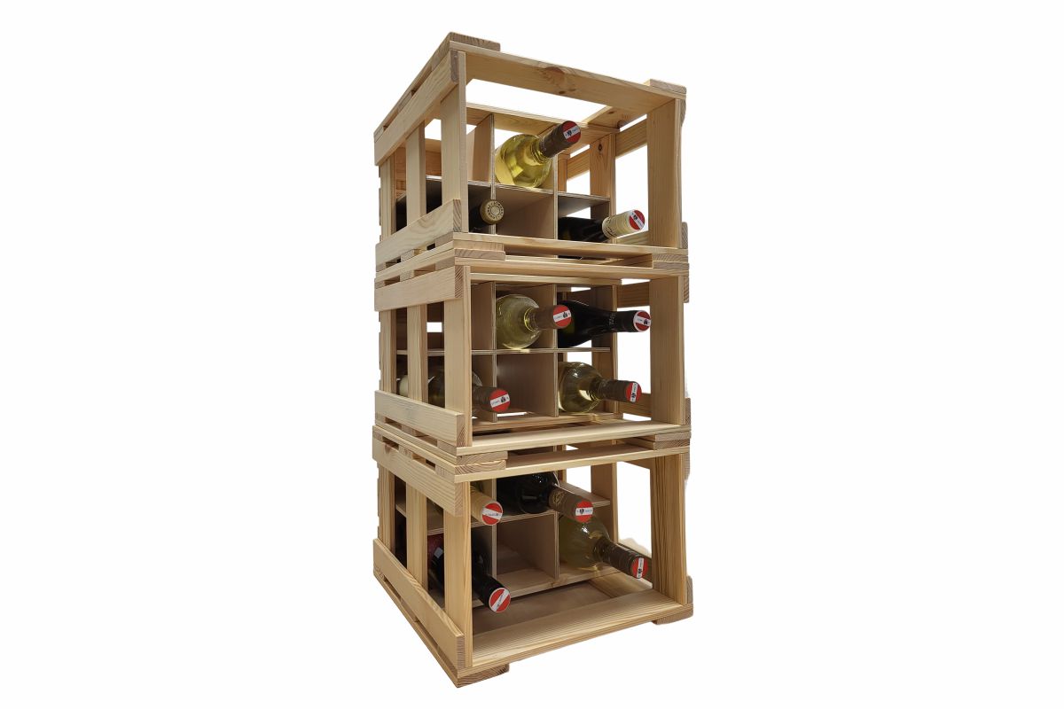 6er Weinträger aus Holz | Stapelbar & als Weinregal nutzbar - Flaschenträger