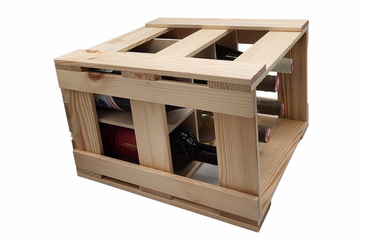 6er Weinträger aus Holz | Stapelbar & als Weinregal nutzbar - Flaschenträger