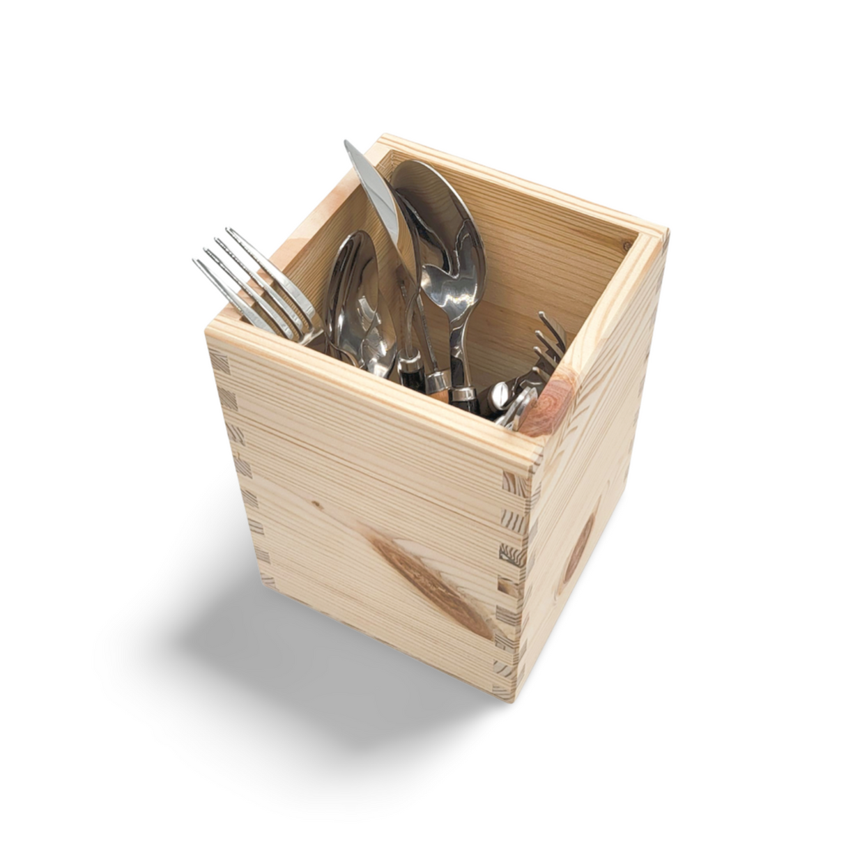 Besteckhalter aus Holz.