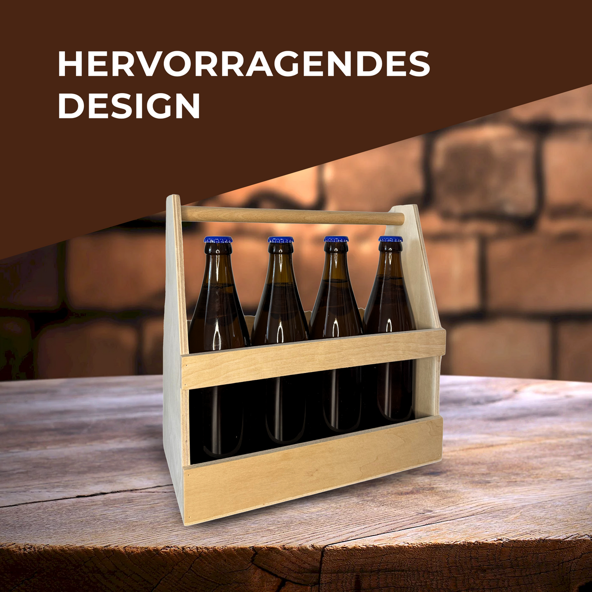Bierträger aus Holz - 8er Variante für 0.5l Flaschen - Geschenke