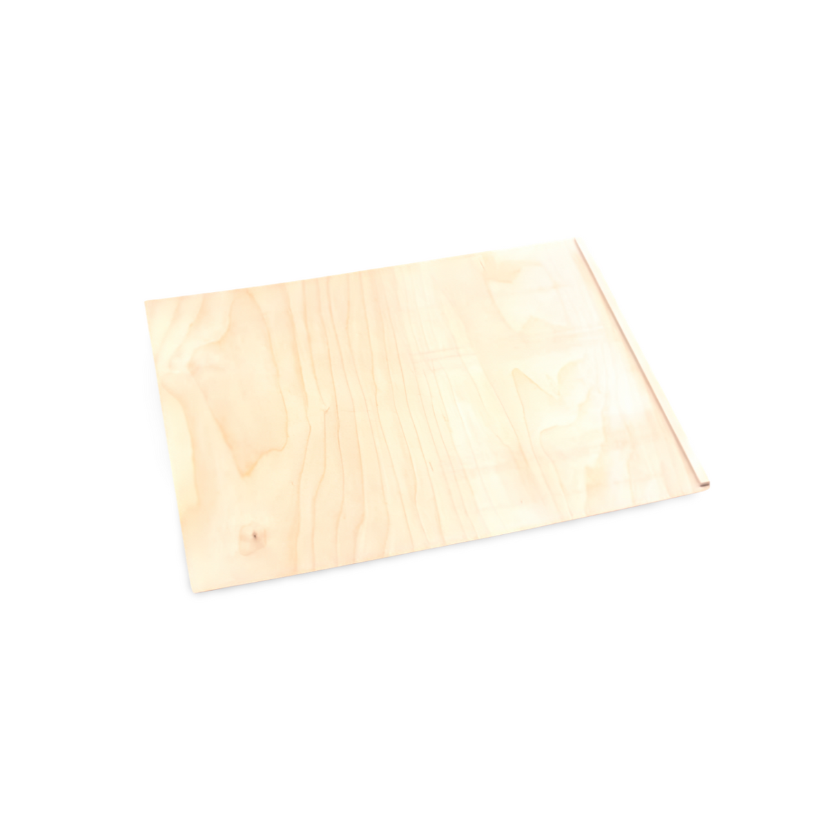Rechteckiges Stück aus hellem Sperrholz.