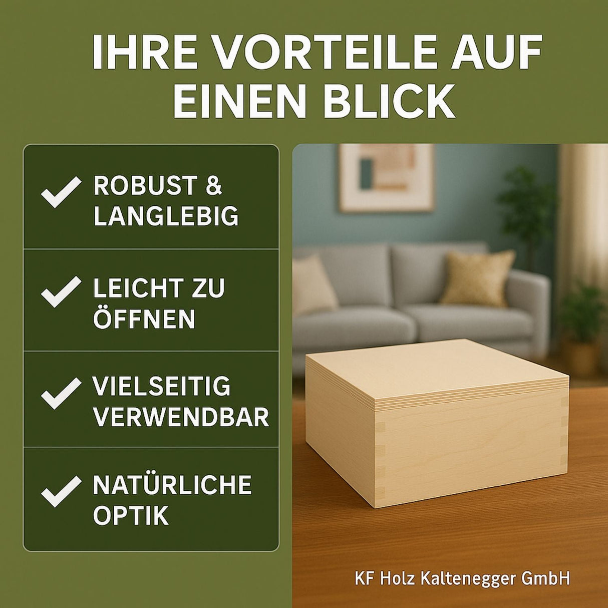 Aufbewahrungsbox aus Holz.