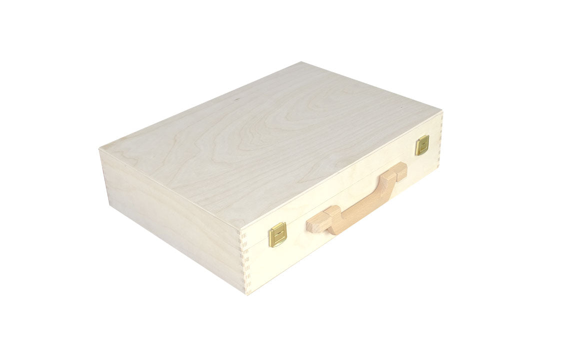 Holzkoffer natur - 38 x 27 x 9 cm - Holzkoffer