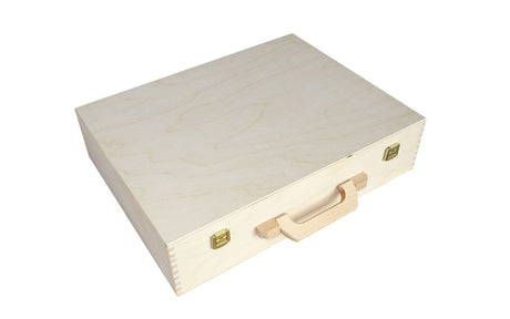 Holzkoffer natur - 42 x 32 x 10 cm - Holzkoffer