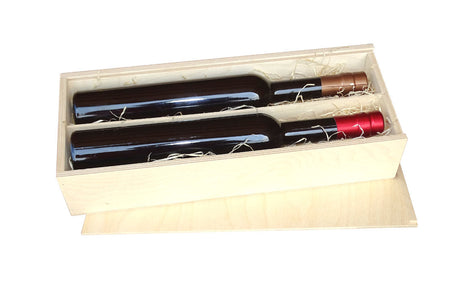 Schnapskiste mit Schiebedeckel - 2 Flaschen à 0.5L 38 x 14 x 7 cm