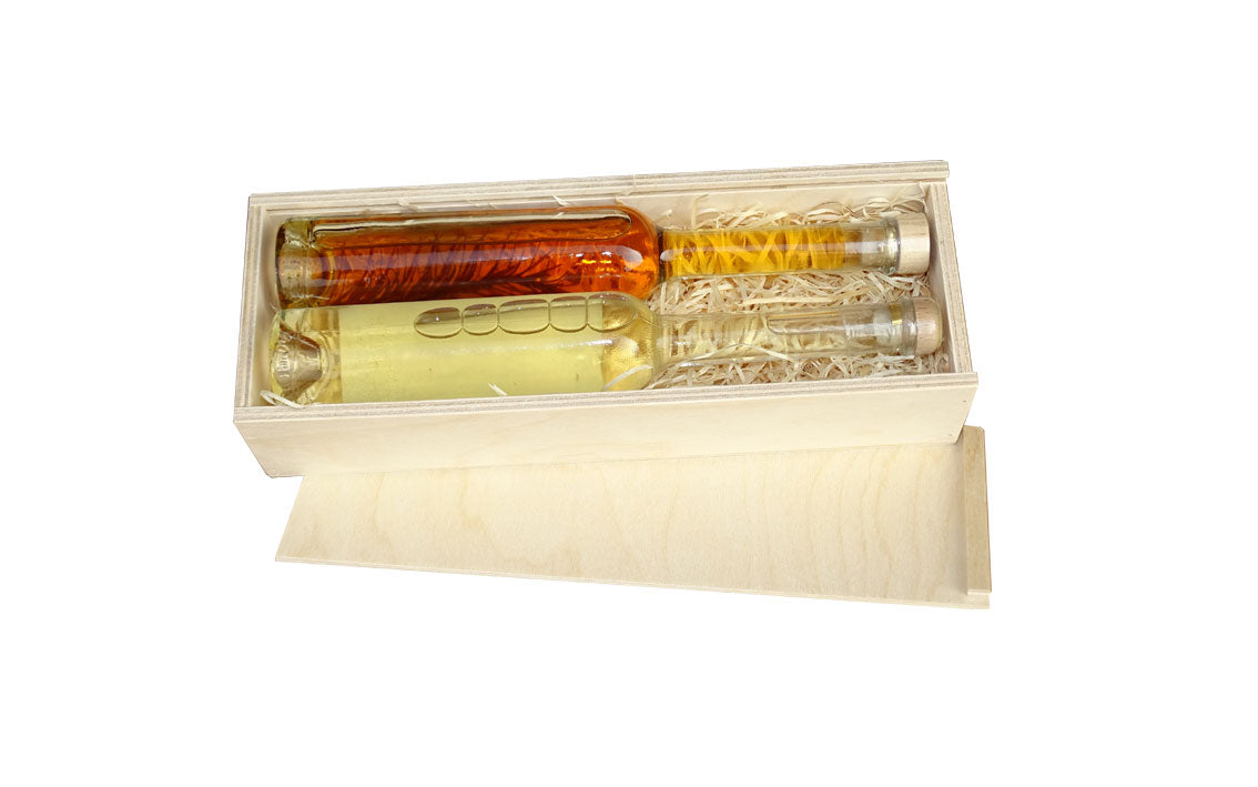 Schnapskiste mit Schiebedeckel - 2 Flaschen à 100ml 26 x 8.5 x 4.5 cm
