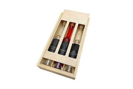 Schnapskiste mit Schiebedeckel - 3 Flaschen à 0.2L 33.7 x 16.5 x 5.2 cm
