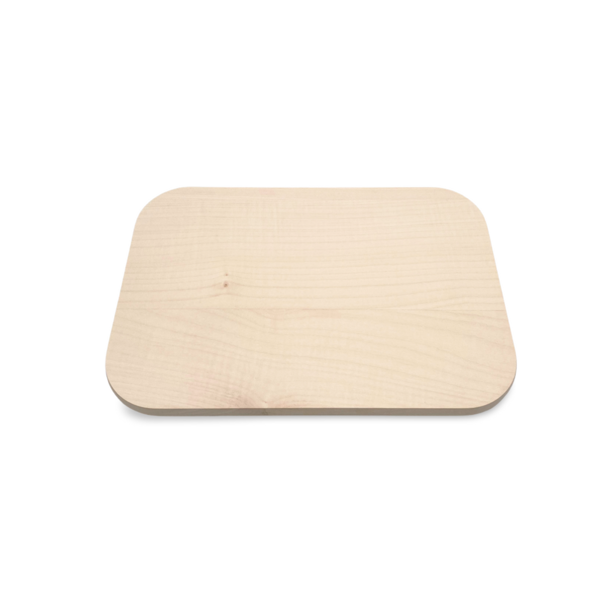 Ein helles, rechteckiges Holzbrett mit abgerundeten Ecken und einer glatten Oberfläche.