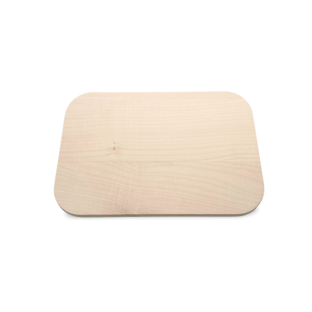 Ein rechteckiges, helles Holzbrett mit abgerundeten Ecken.
