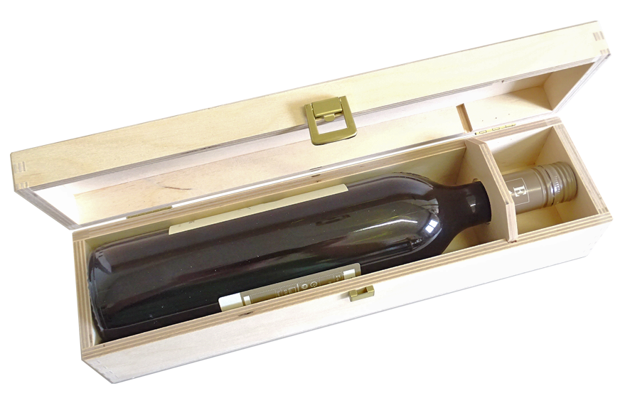 Single Weinkiste mit Klappdeckel - schlanke Flasche 0.75 Liter