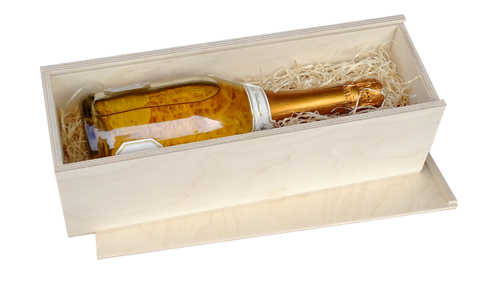 Single Weinkiste mit Schiebedeckel - 35 x 10.5 x 10.5 cm