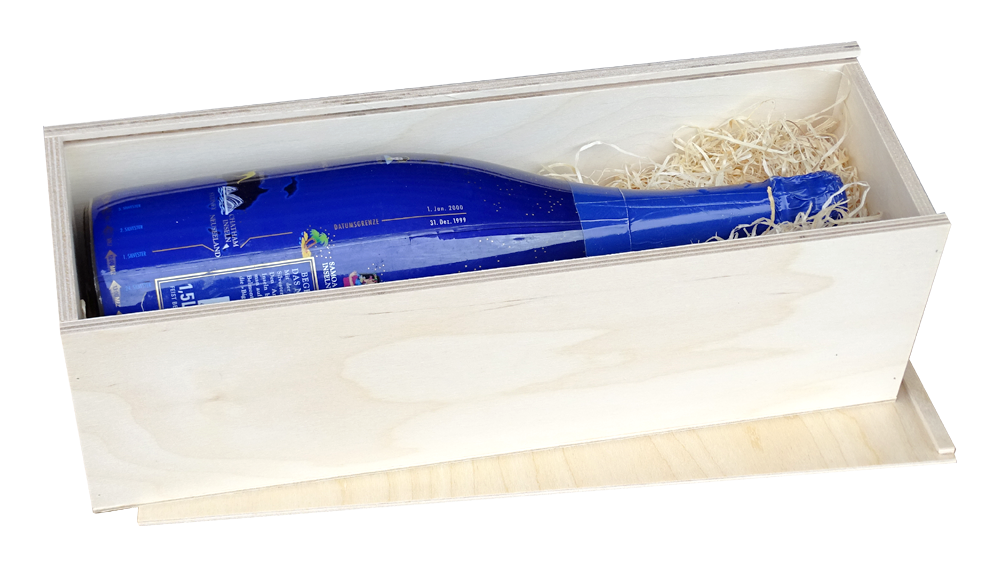 Single Weinkiste mit Schiebedeckel - 40 x 12 x 12 cm