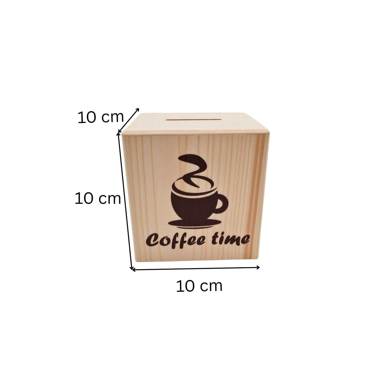 Kaffee-Münzbank aus Holz.