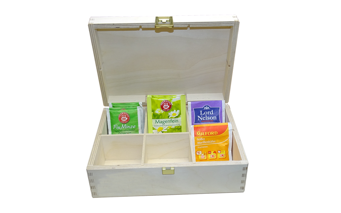 Teebox mit Klappdeckel - 20 x 20 x 6 cm