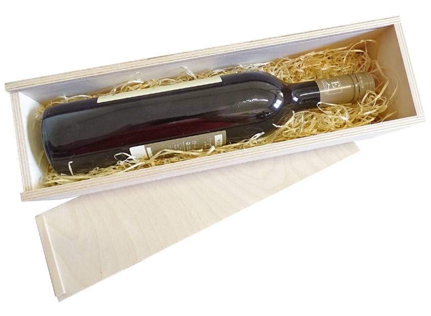Weinkiste mit Schiebedeckel - 1 Flasche 36 x 9 x 9 cm