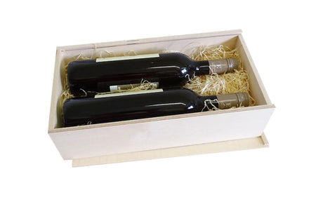 Weinkiste mit Schiebedeckel - 2 Flaschen 36 x 18 x 9 cm