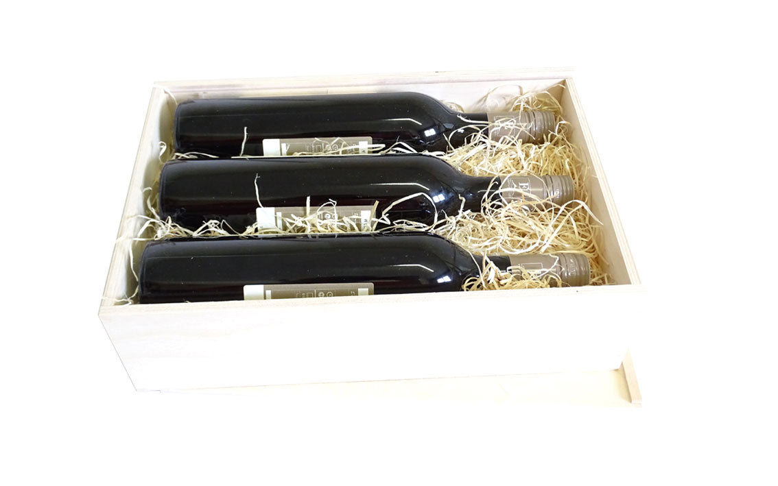Weinkiste mit Schiebedeckel - 3 Flaschen 36 x 24 x 9 cm