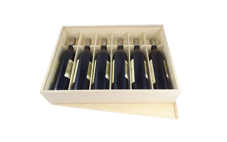 Weinkiste mit Schiebedeckel - 6 Flaschen 49.5 x 36 x 9 cm