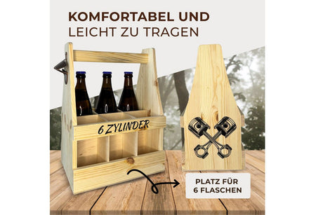 6er Flaschenträger mit Flaschenöffner - Geschenke