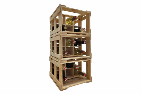 6er Weinträger aus Holz | Stapelbar & als Weinregal nutzbar - Flaschenträger