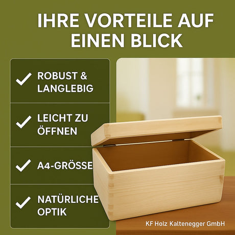 Offene Aufbewahrungsbox aus Holz.