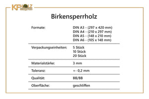 BIRKENSPERRHOLZ - Bastelmaterial