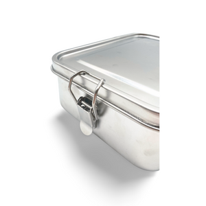 Edelstahl-Bento-Box mit Clip-Verschluss, silber