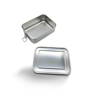 Edelstahl-Bento-Set mit Deckel und Reißverschluss.