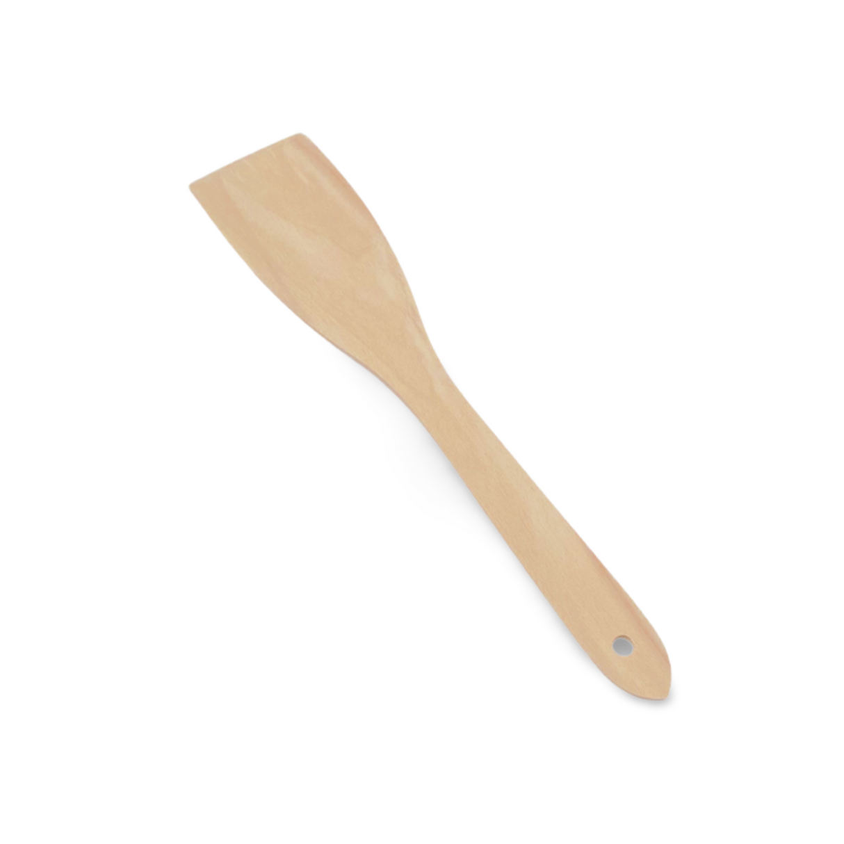 Holzspatel mit flachem, breitem Ende und glatter Oberfläche.