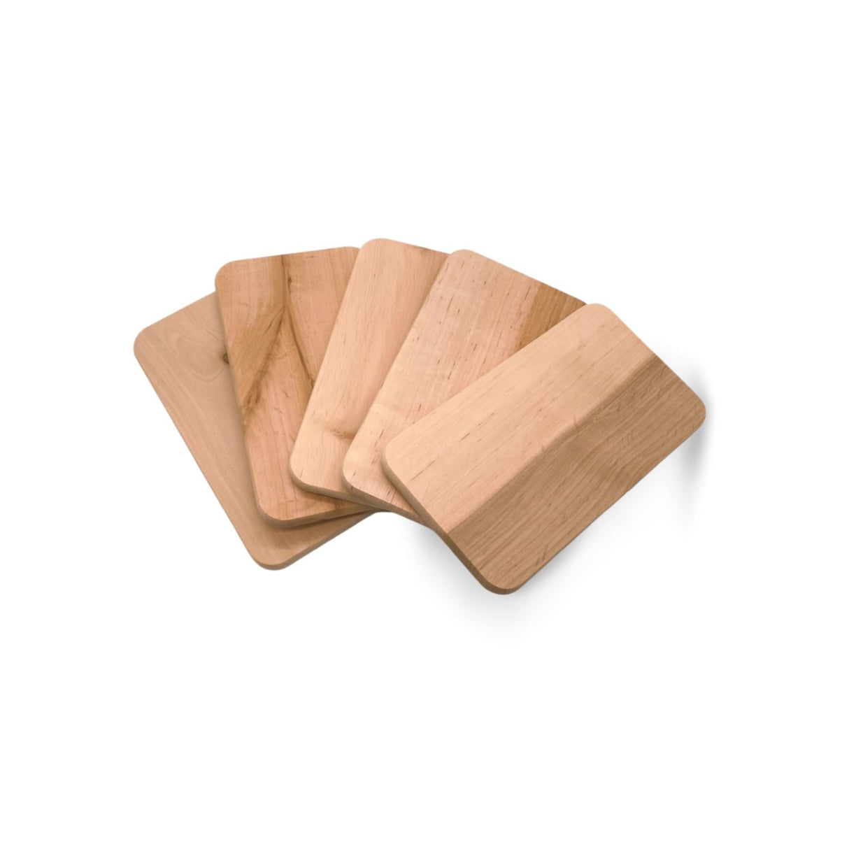 Holzuntersetzer mit abgerundeten Kanten und natürlicher Holzoberfläche.
