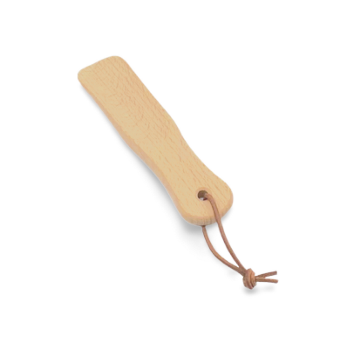 Schuhanzieher aus Holz mit Lederschlaufe.