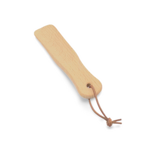 Schuhanzieher aus Holz mit Lederschlaufe.