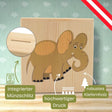 Sparschwein aus Holz mit einem Elefantenmotiv.