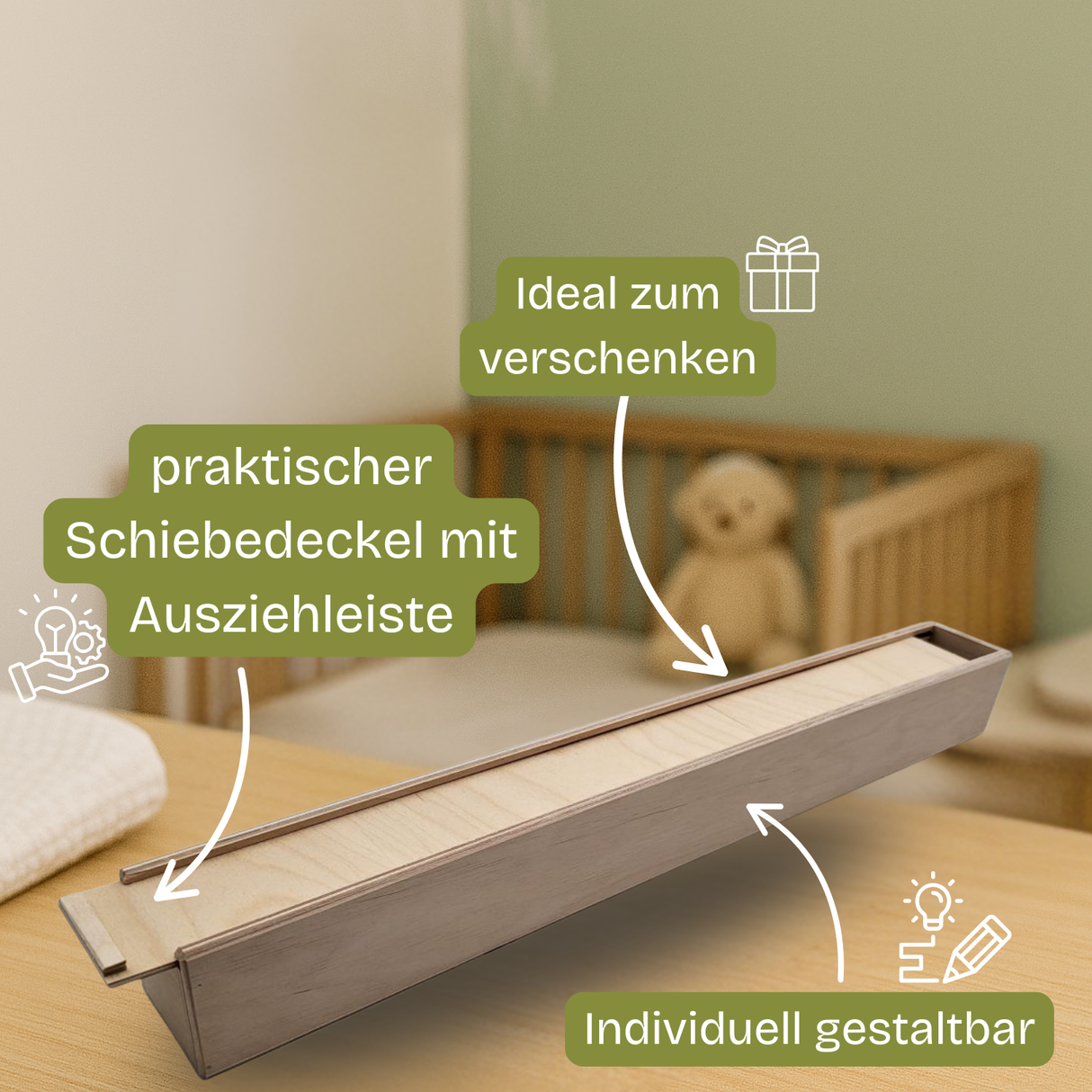 Eine elegante, hellgraue Schiebedecke für Babys mit integriertem Reißverschlusslauf.