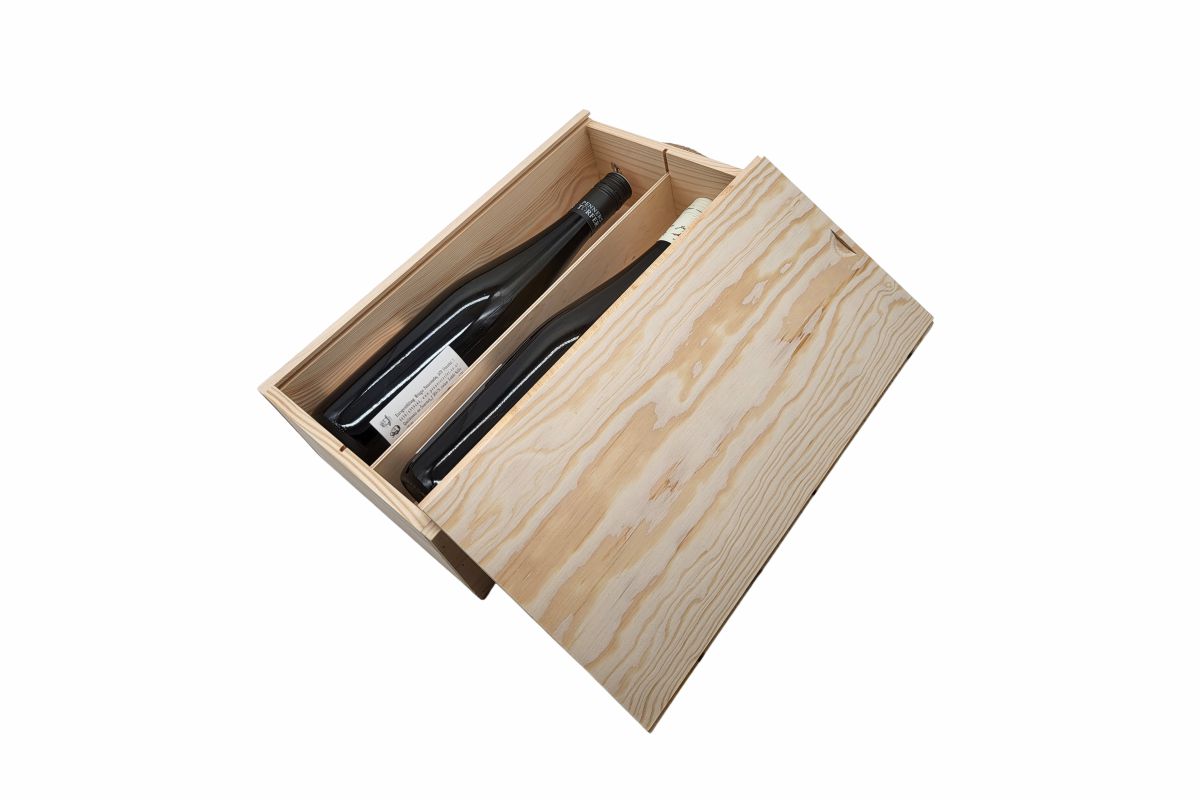 Weinkiste aus Vollholz - 2 Flaschen 34 x 17.5 x 8.5 cm